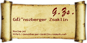 Günszberger Zsaklin névjegykártya